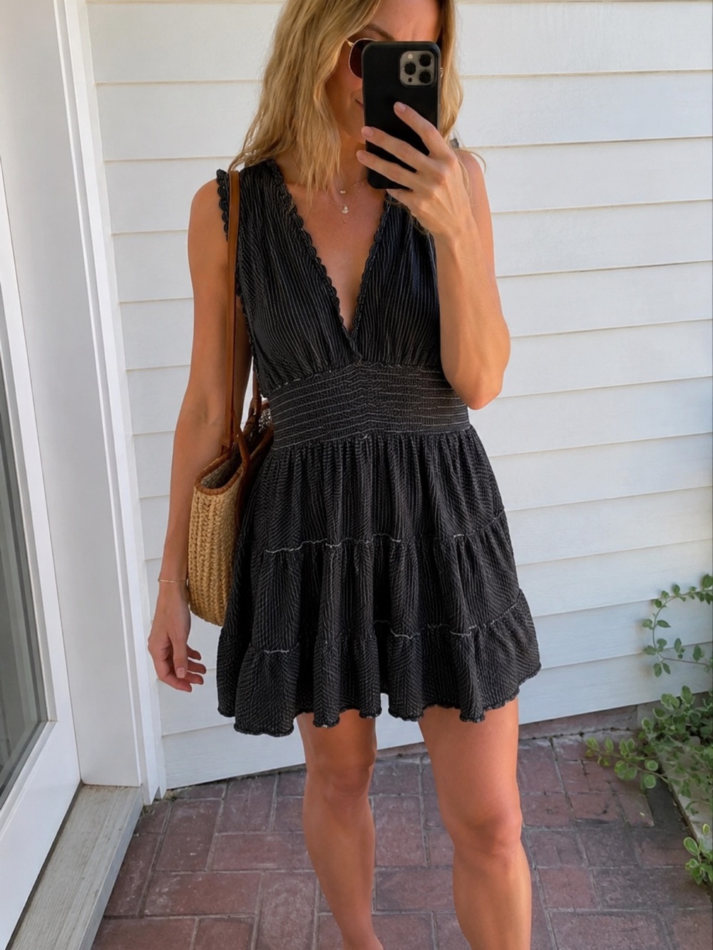 Tiered Mini Dress Stretchy Milkmaid Casual sleeveless summer everyday coffeedate